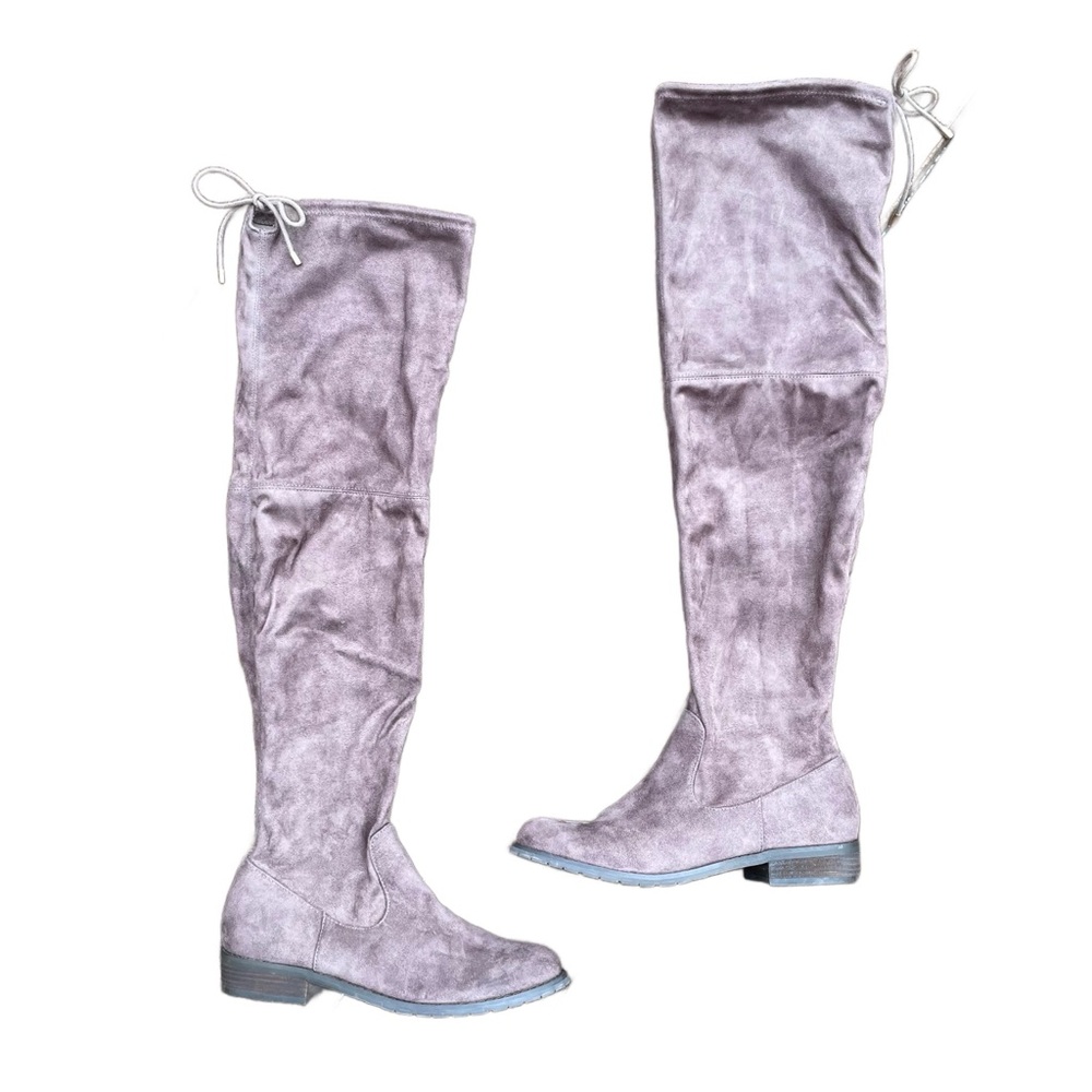 Nine West Taupe Faux Suede Over the Knee Boots 8